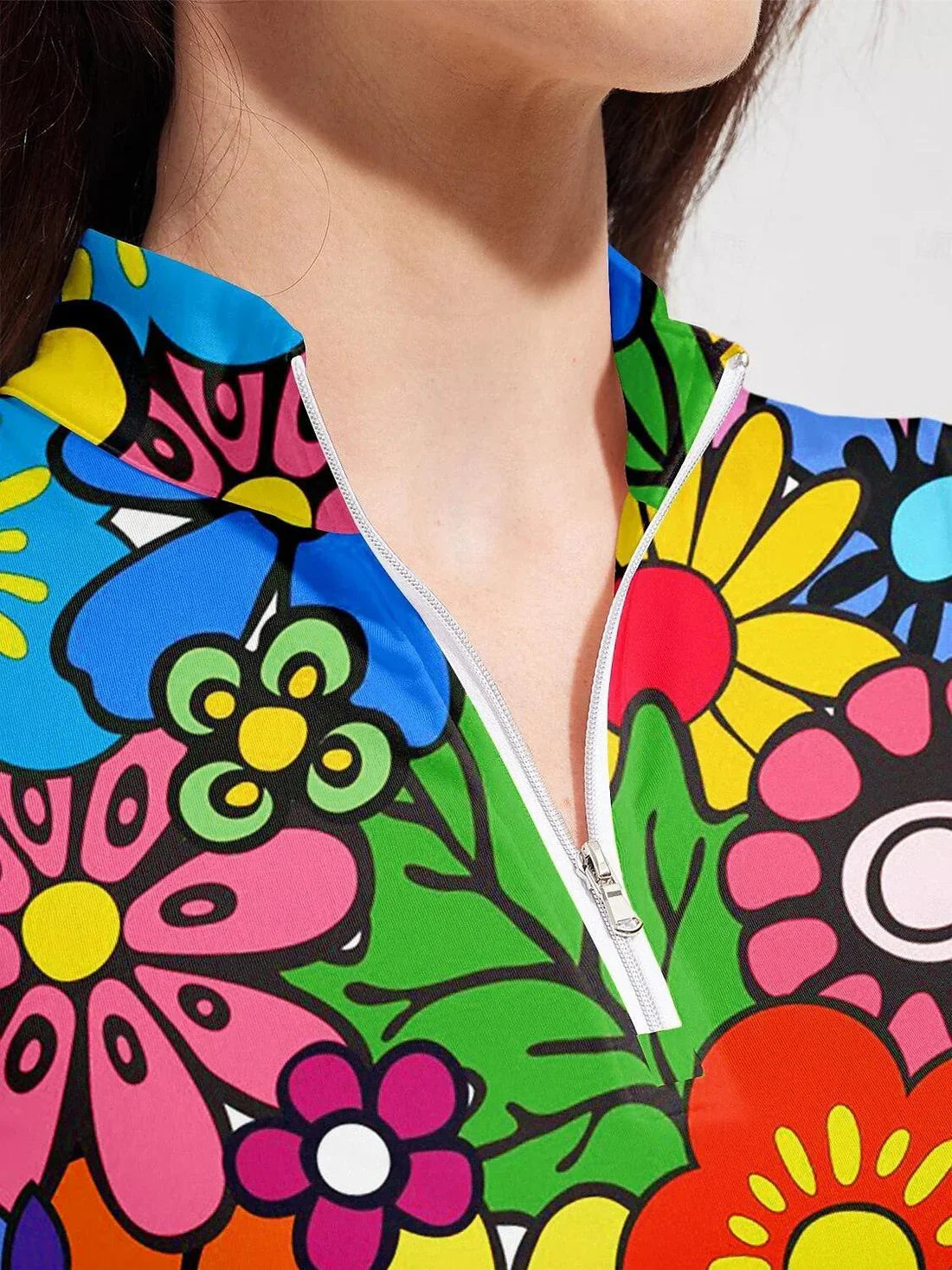 Hyped-up Tropical Golf Shirt Quarterzip UPF50+