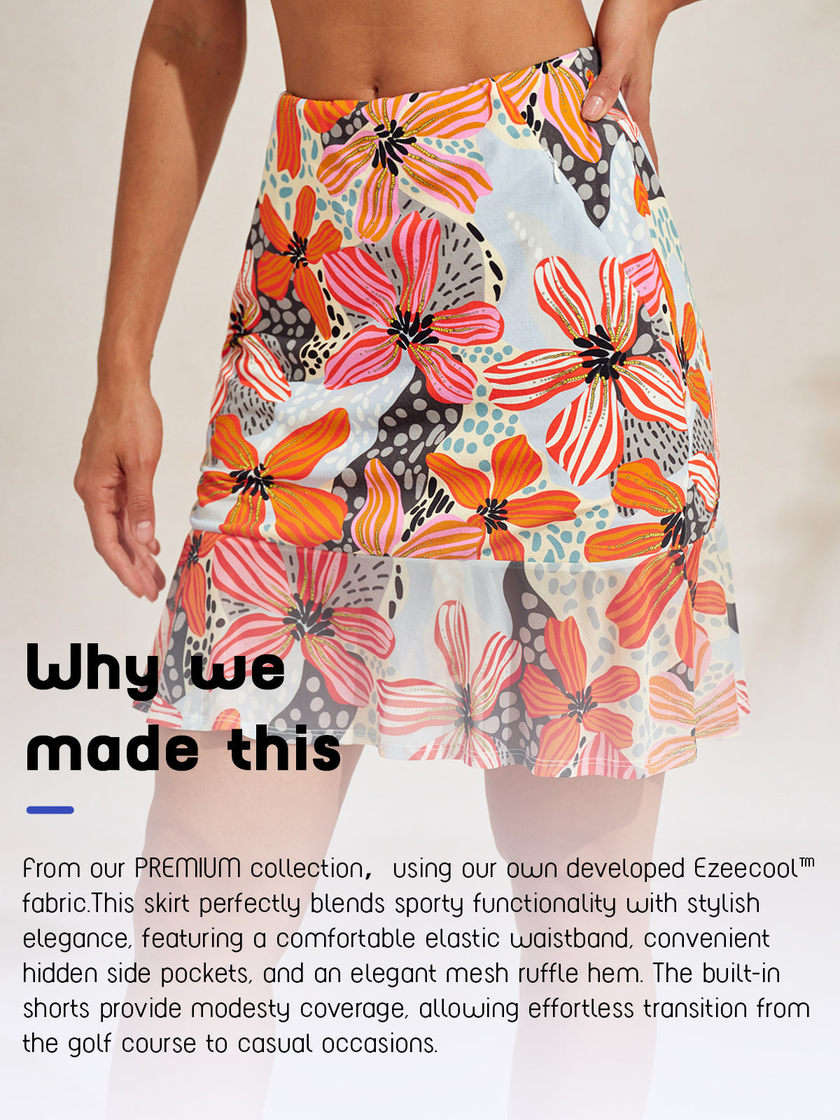 Ultrasoft Premium 19 Inch A-Line Ruffle Skort UPF50+