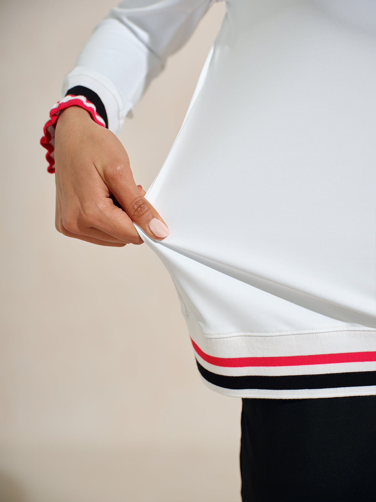 Navycore Ruffle Ribbed Lapel Golf Polo Shirt UPF50+