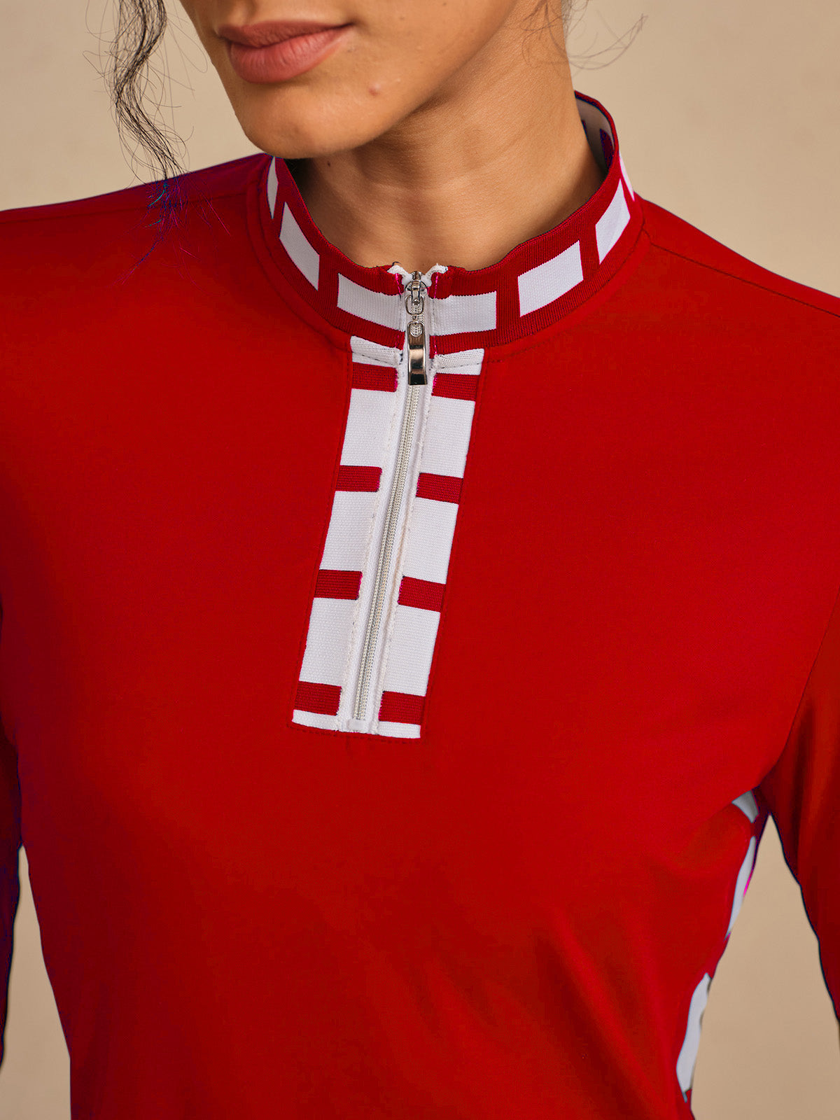 Navycore Long Sleeve Color Block Mesh 36.5 Inch Dress UPF50+