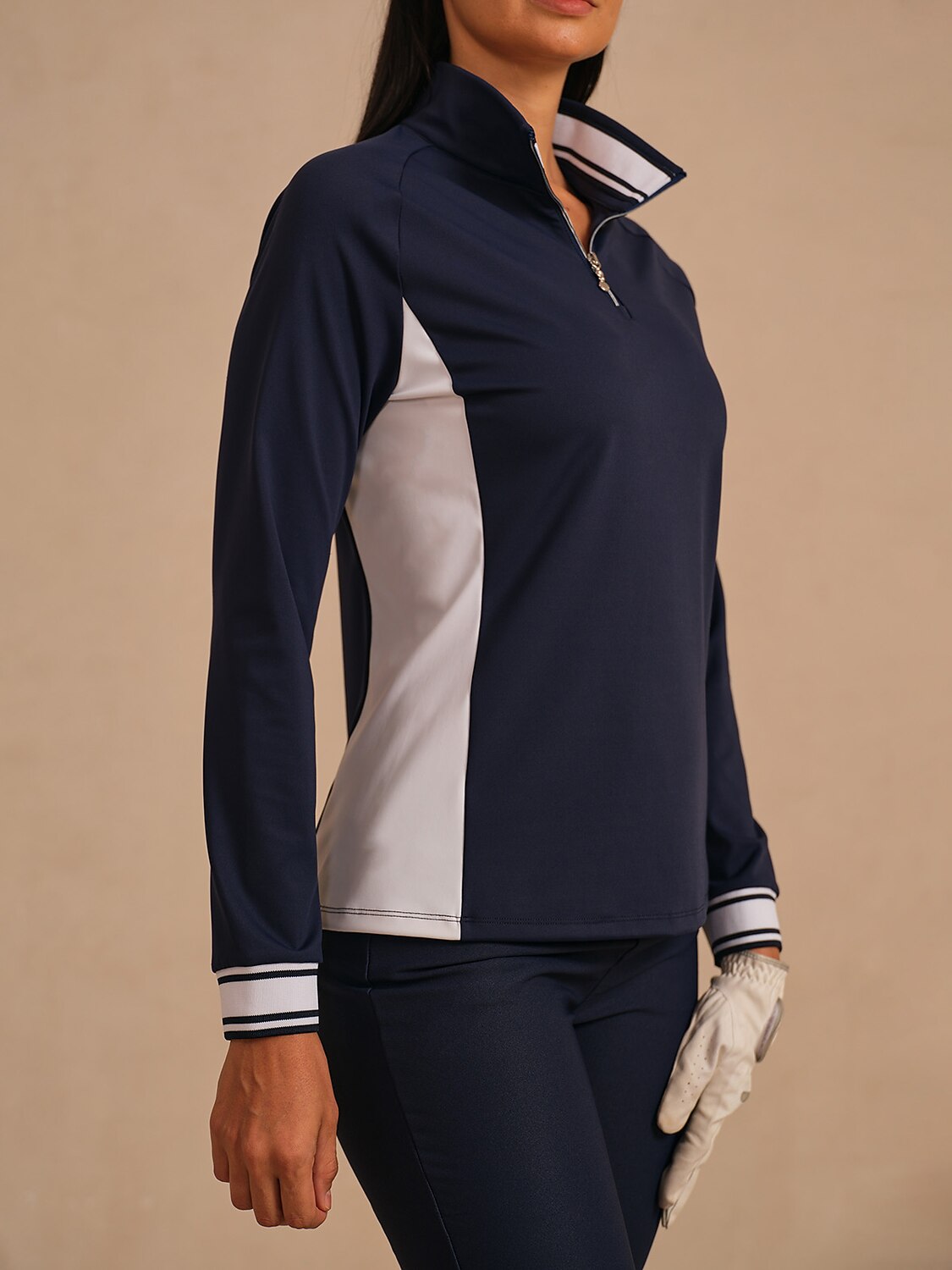 Navycore Long Sleeve Color Block Quarterzip UPF50+