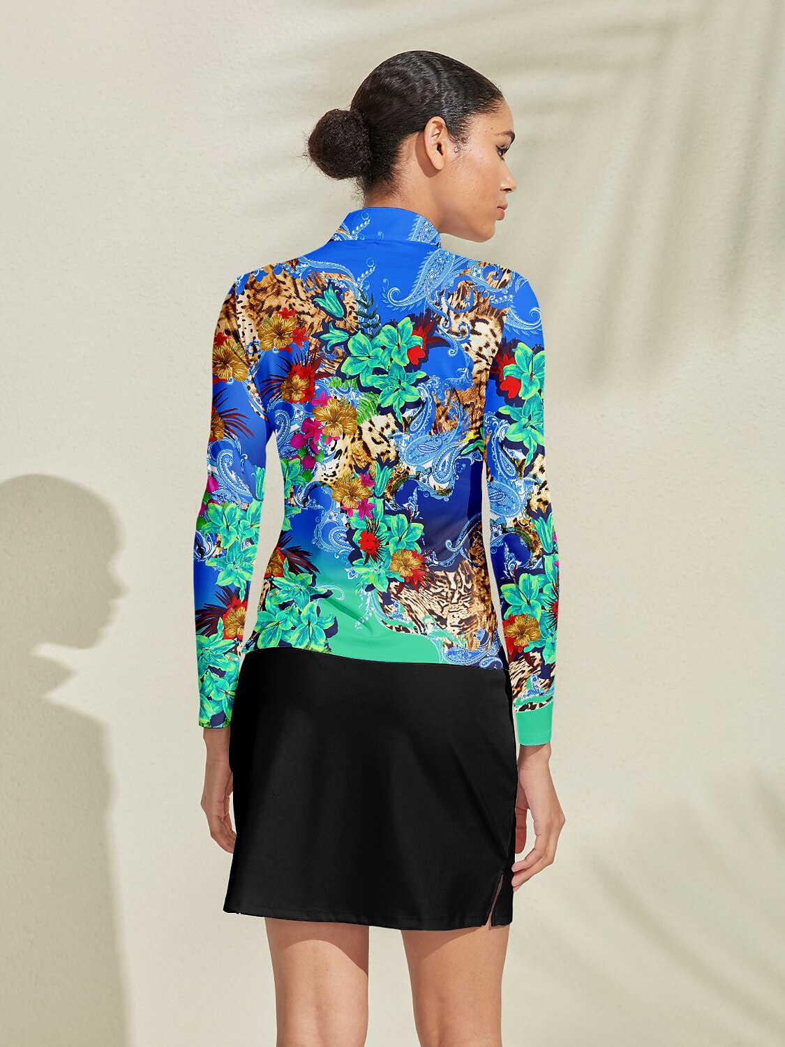 Hyped-up Tropical Golf Shirt Quarterzip UPF50+