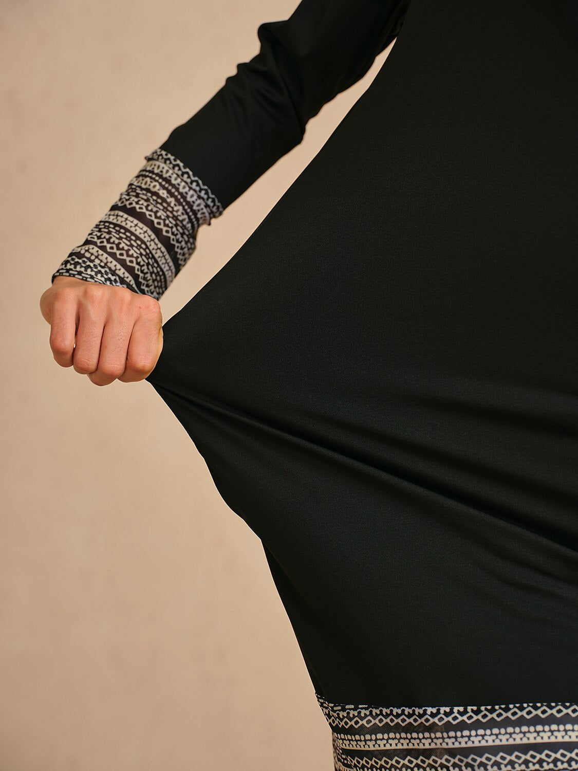 More Than Basic Long Sleeve Printed Mesh 36.5 Inch Dress UPF50+