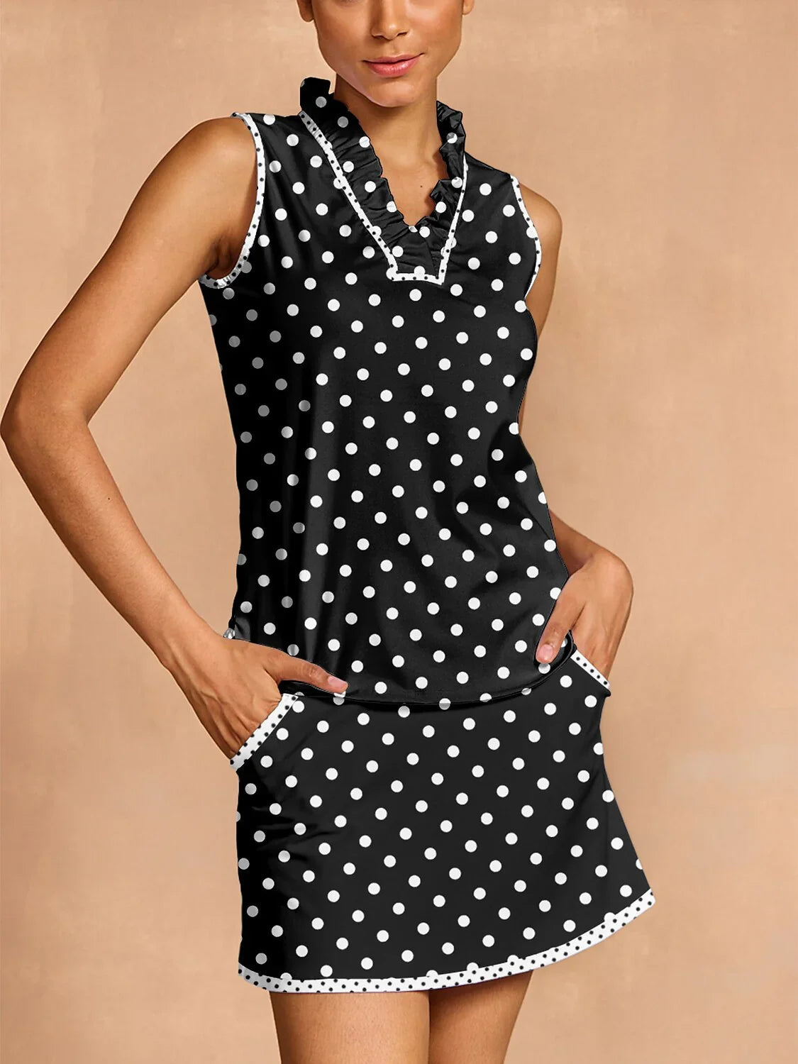 Hyper-prep Ruffle V-Neck Tank Top UPF50+
