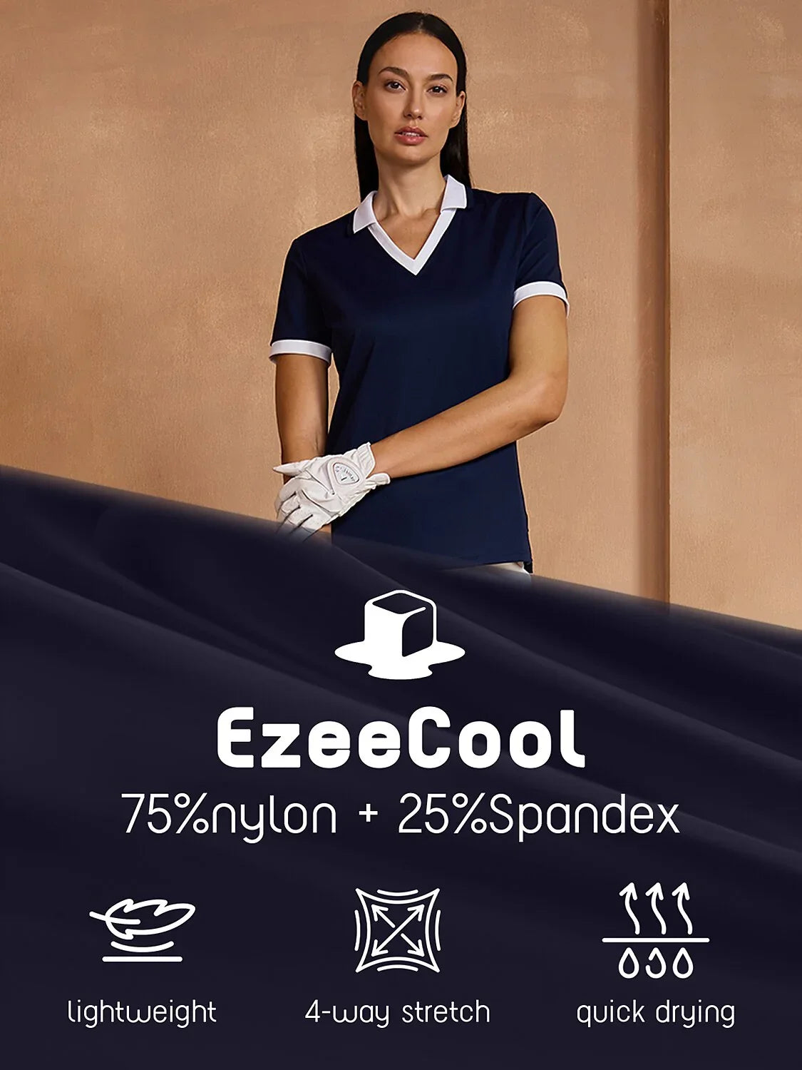 Navycore Short Sleeve V-Neck Stripe Polo UPF50+