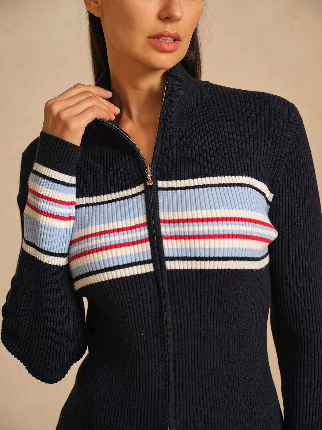 Navycore Golf Full Zip Colorblock Sweater