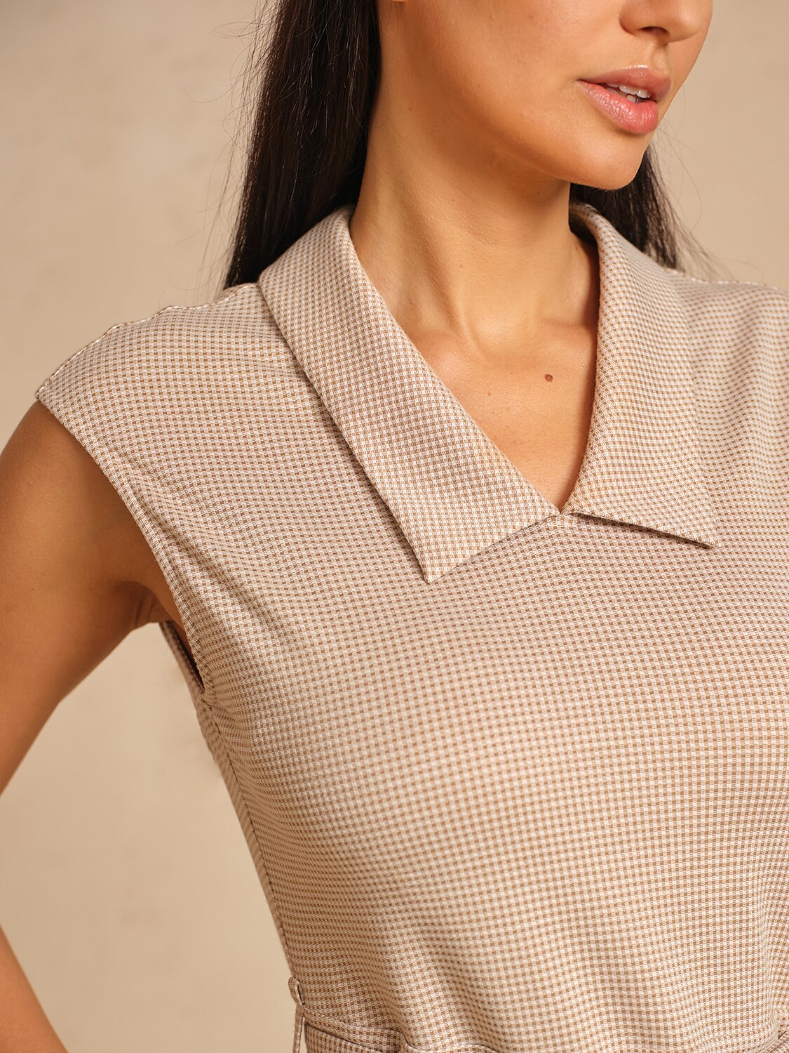 Crisp Couture Sleeveless Belt Golf Dress