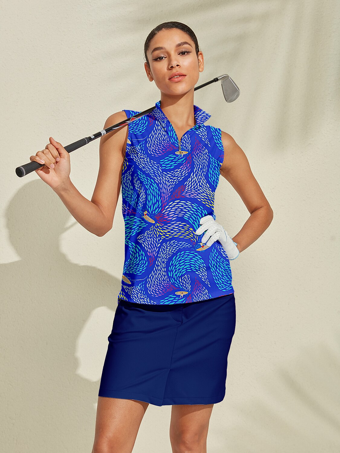 Playful Nautical Golf Shirt Quarterzip UPF50+