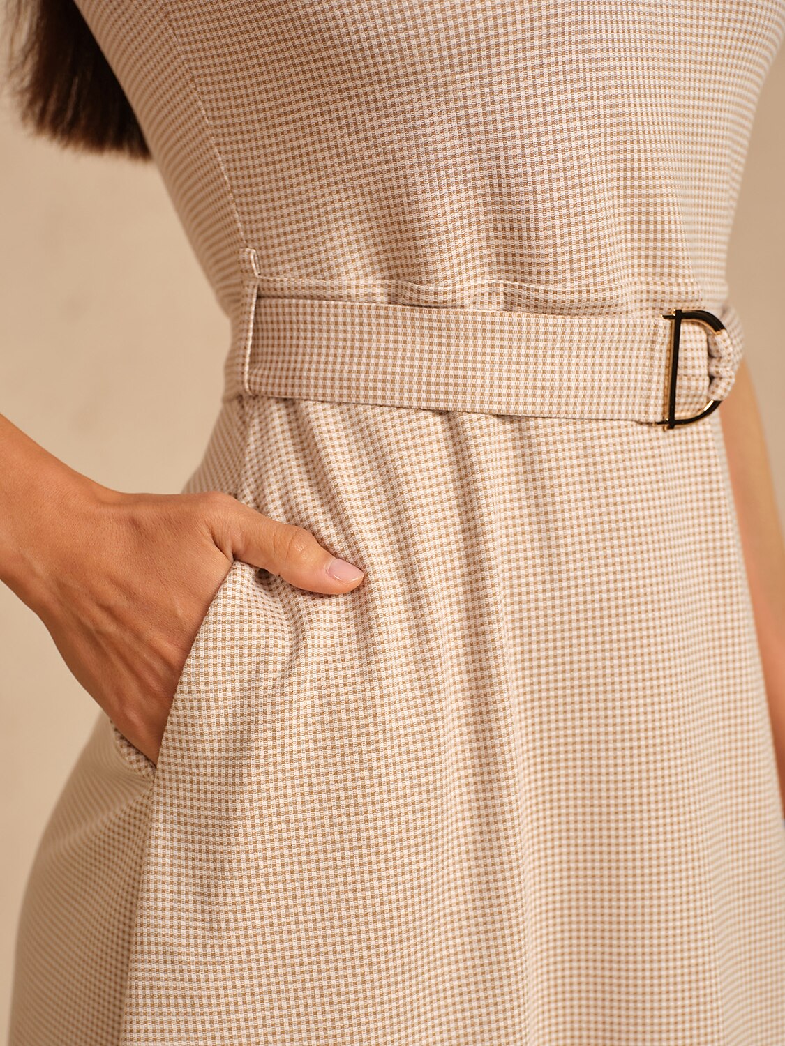 Crisp Couture Sleeveless Belt Golf Dress
