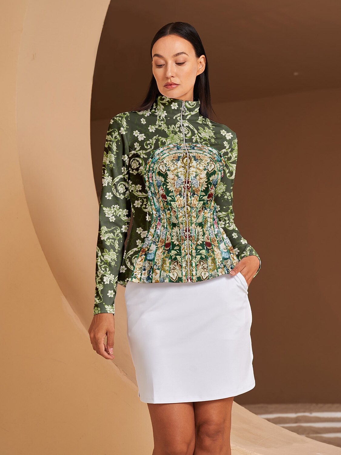 Bold Baroque Ruffle Golf Jacket Sun Protection