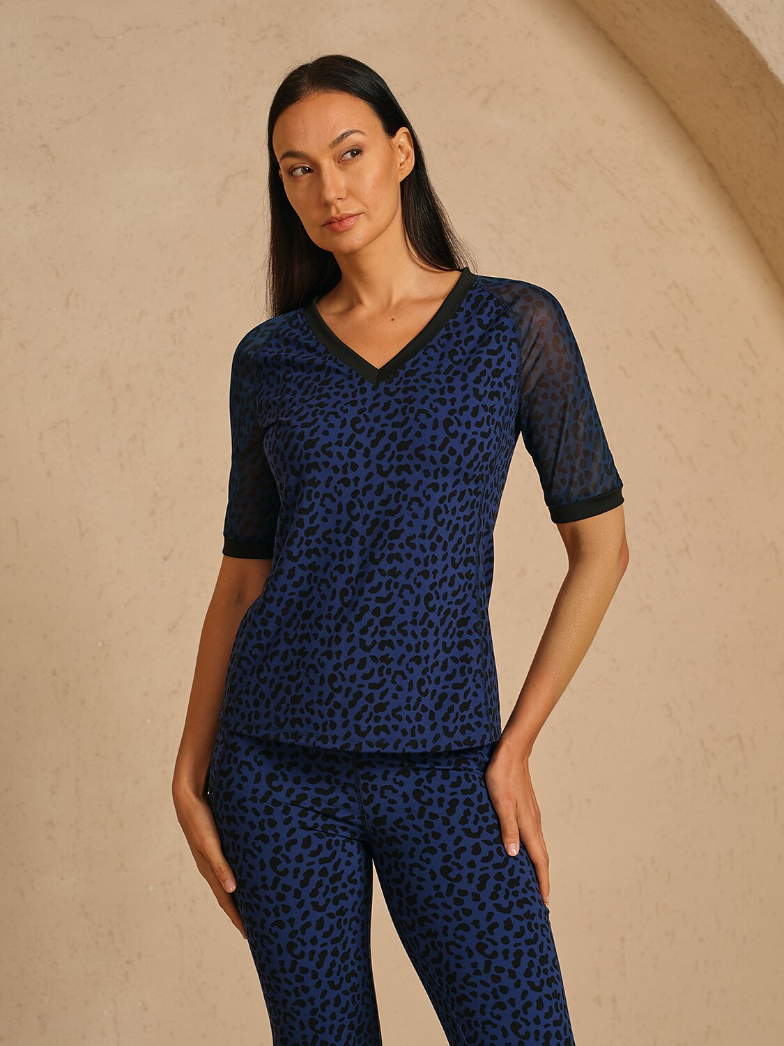 More Than Basic Leopard Short Sleeve Mesh Golf Shirt