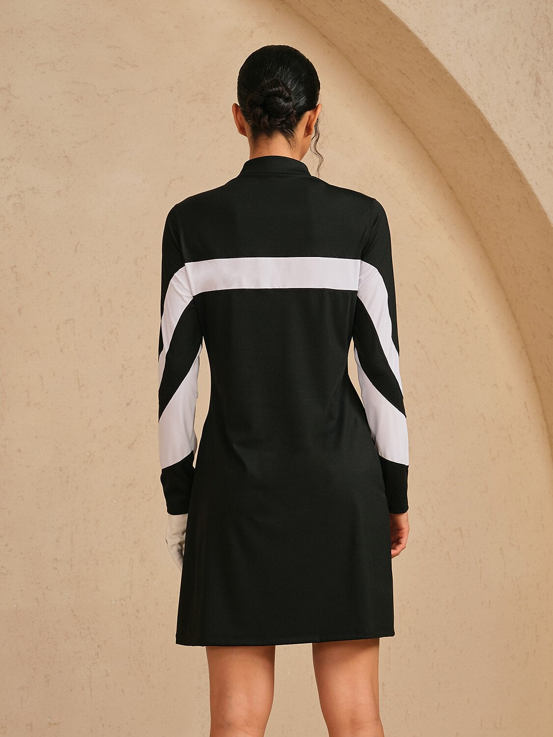 More Than Basic Long Sleeve Color Block 36.5 Inch Dress UPF50+