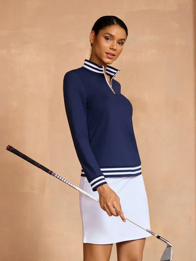 Navycore Long Sleeve Golf Shirt Quarterzip UPF50+