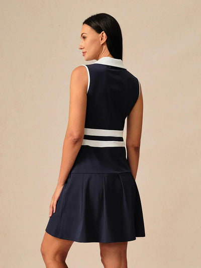 Navycore Sleeveless V-Neck Color Block 36.5 Inch Dress UPF50+