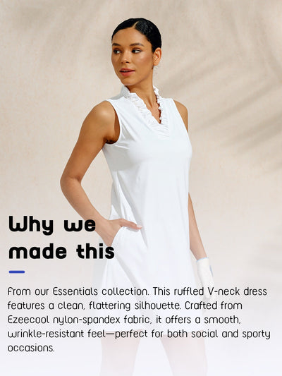 More Than Basic Ruffle V-Neck Sleeveless Dress UPF50+