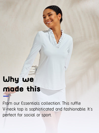 More Than Basic Ruffle V-Neck Polo Top UPF50+