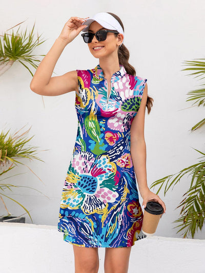 Hyped-up Tropical Sleeveless 36.5 Inch Dress UPF50+