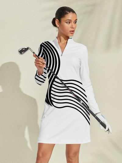 Playful Nautical Long Sleeve 36.5 Inch Dress UPF50+