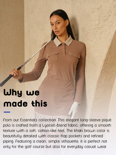 Crisp Couture Long Sleeve Pique Golf Shirt