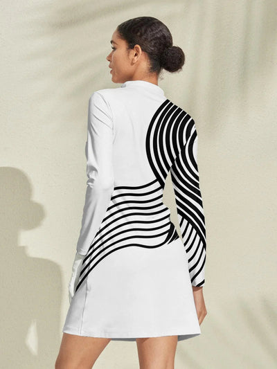 Playful Nautical Long Sleeve 36.5 Inch Dress UPF50+