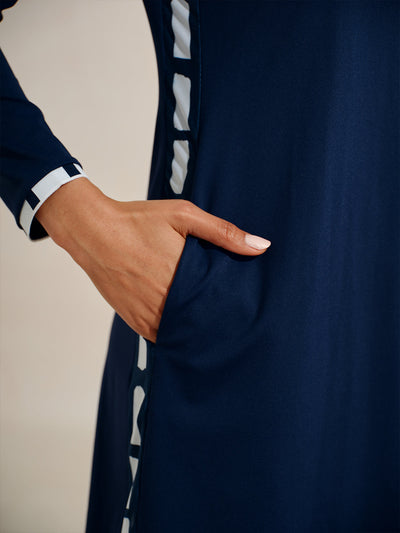 Navycore Long Sleeve Color Block Mesh 36.5 Inch Dress UPF50+