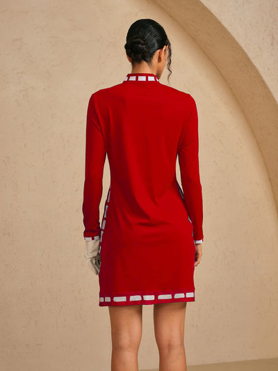 Navycore Long Sleeve Color Block Mesh 36.5 Inch Dress UPF50+