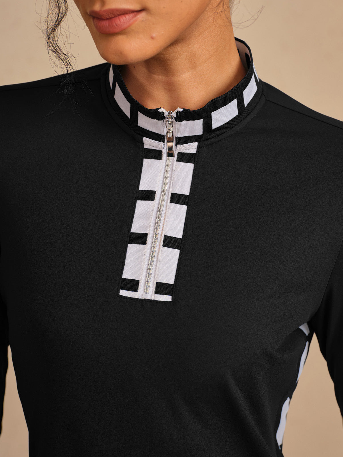 Navycore Long Sleeve Color Block Mesh 36.5 Inch Dress UPF50+