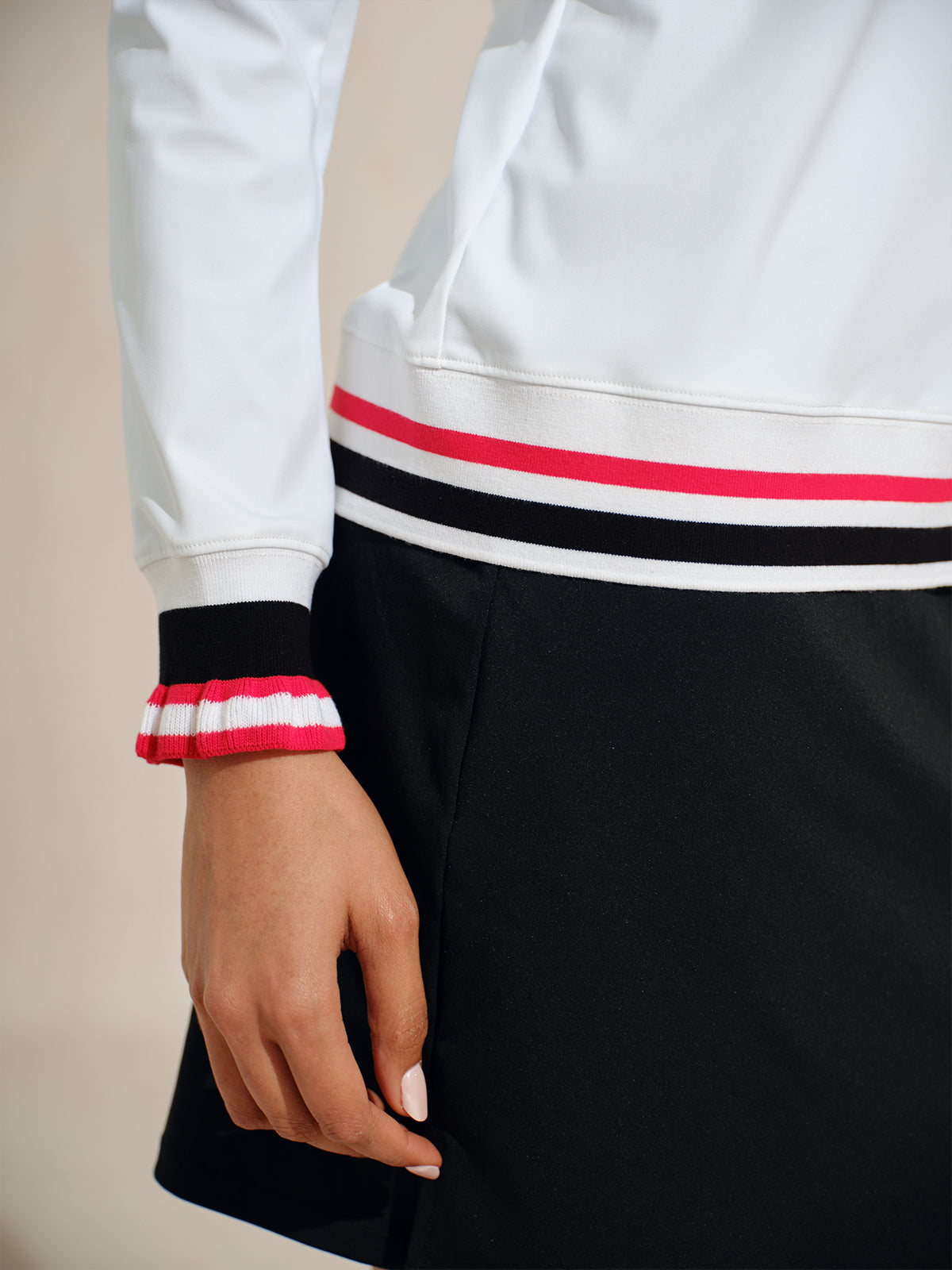 Navycore Ruffle Ribbed Lapel Golf Polo Shirt UPF50+