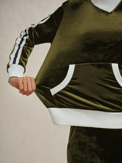 UltraSoft Velvet Long Sleeve Asymmetrical Collar Sweatshirt