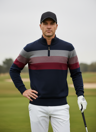 More Than Basic Men's Golf Quarter Zip Sweater