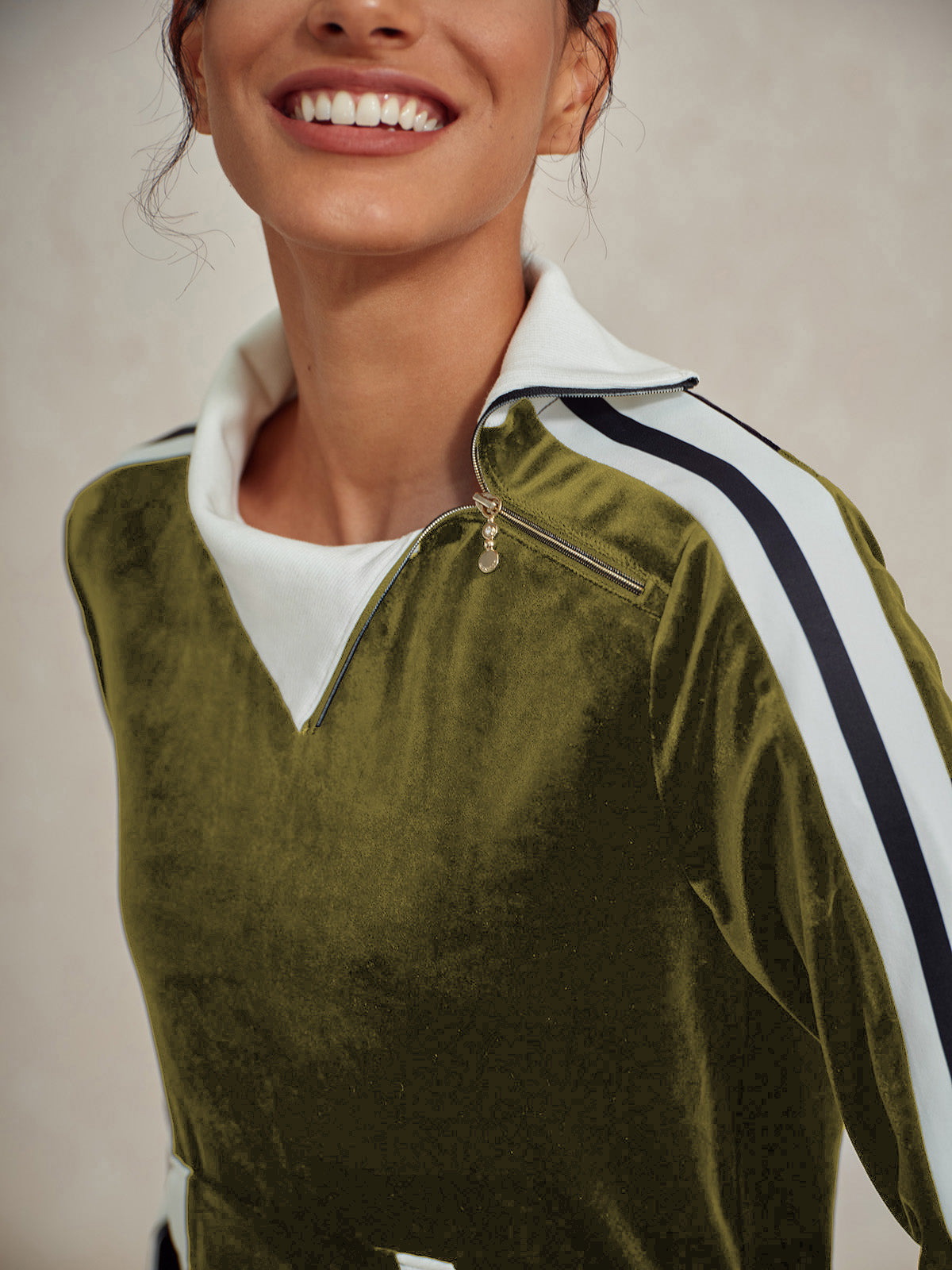 UltraSoft Velvet Long Sleeve Asymmetrical Collar Sweatshirt