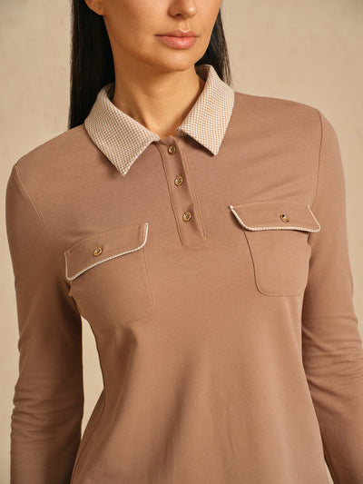 Crisp Couture Long Sleeve Pique Golf Shirt