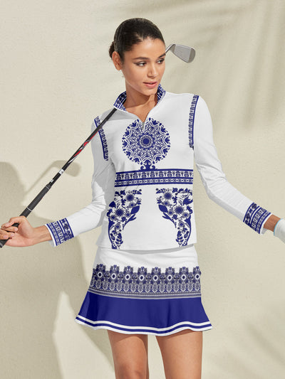 Pretty Feminine Silky Golf Shirt Quarterzip UPF50+