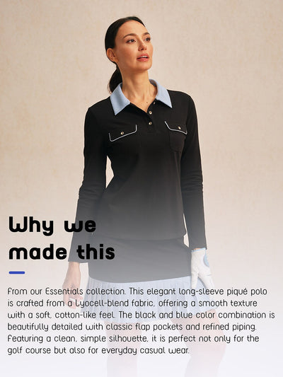 Crisp Couture Long Sleeve Pique Golf Shirt