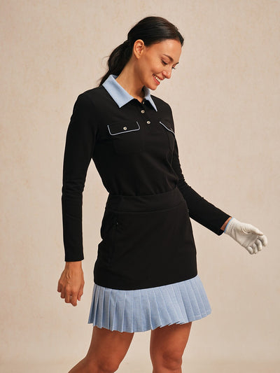 Crisp Couture Long Sleeve Pique Golf Shirt