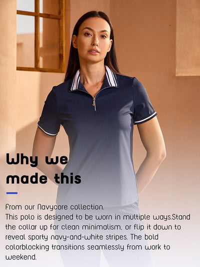 Navycore Short Sleeve Ribbed Collar Quarterzip UPF50+