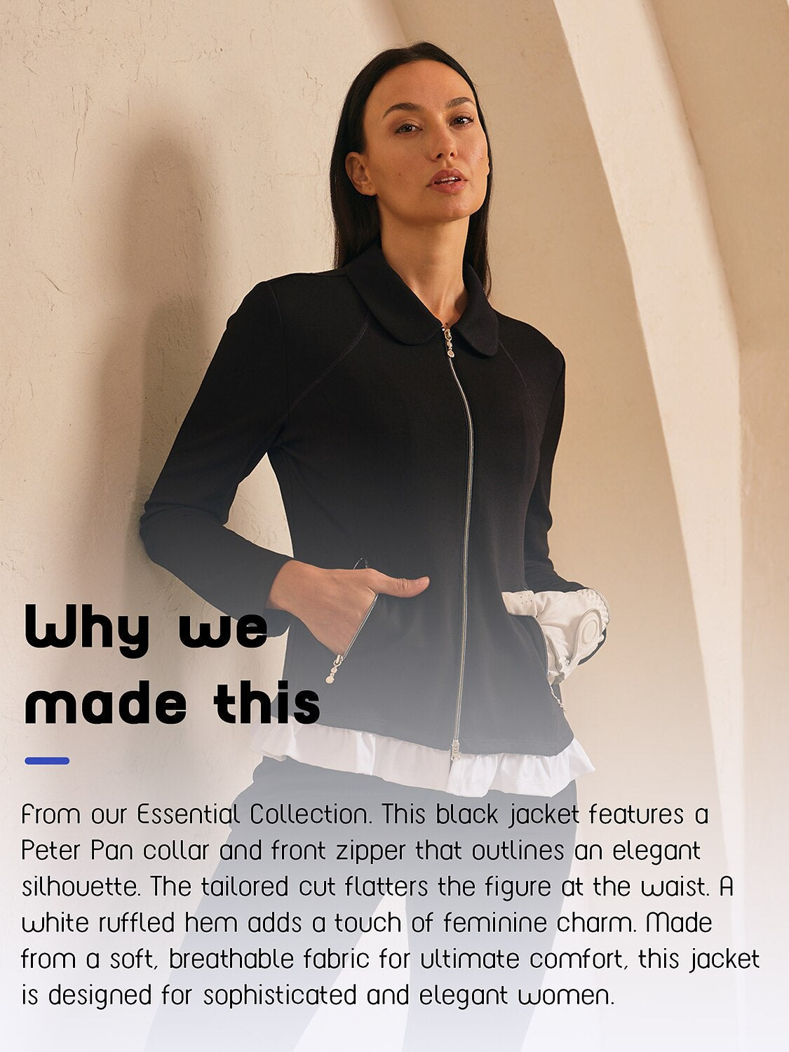 More Than Basic Peter Pan Collar Ruffle Golf Jacket