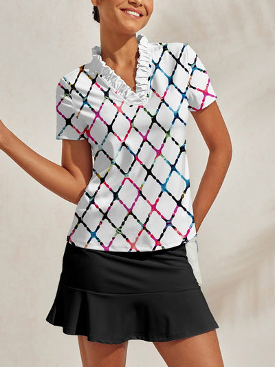 Not So Classic Ruffle V-Neck Polo Top UPF50+
