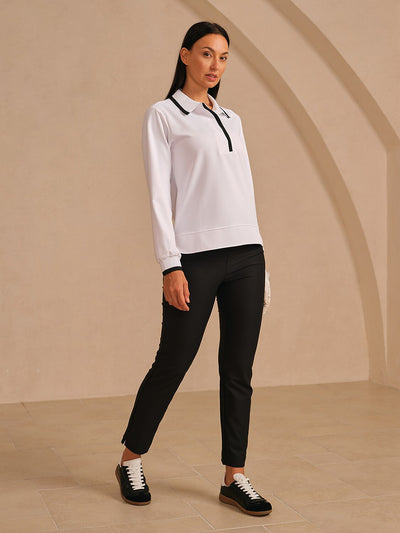 Crisp Couture Long Sleeve Polo Top UPF50+