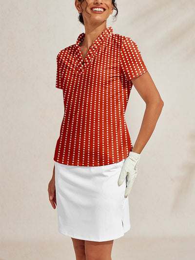 Hyper-prep Ruffle V-Neck Polo Top UPF50+