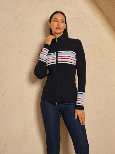 Navycore Golf Full Zip Colorblock Sweater
