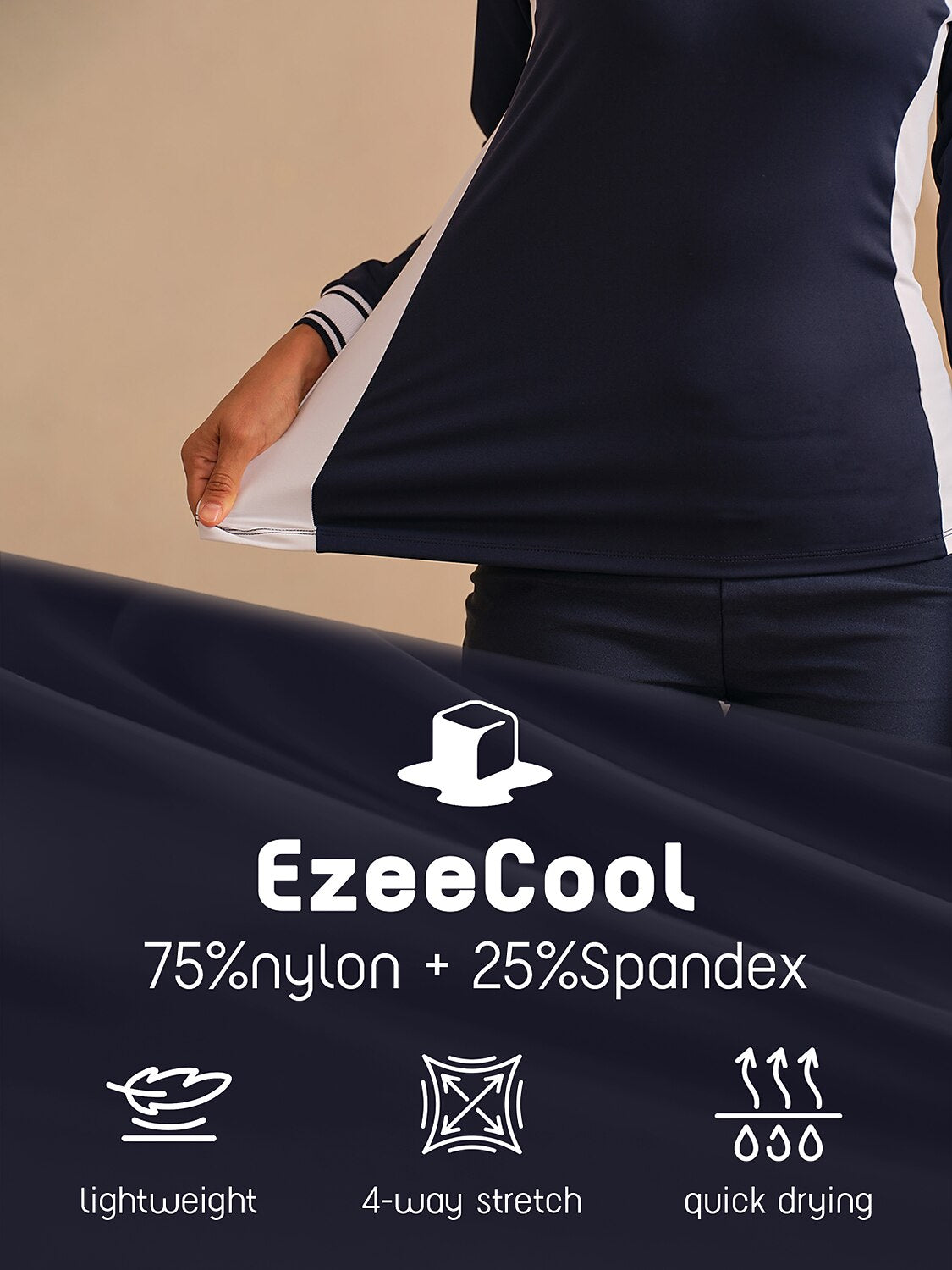Navycore Long Sleeve Color Block Quarterzip UPF50+