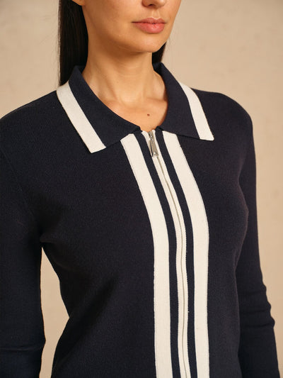 Navycore Golf Colorblock Full Zip Sweater