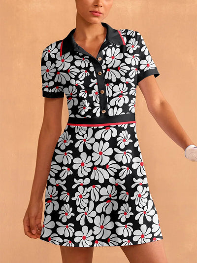Botanical Energy Short Sleeve A-Line 36.5 Inch Dress