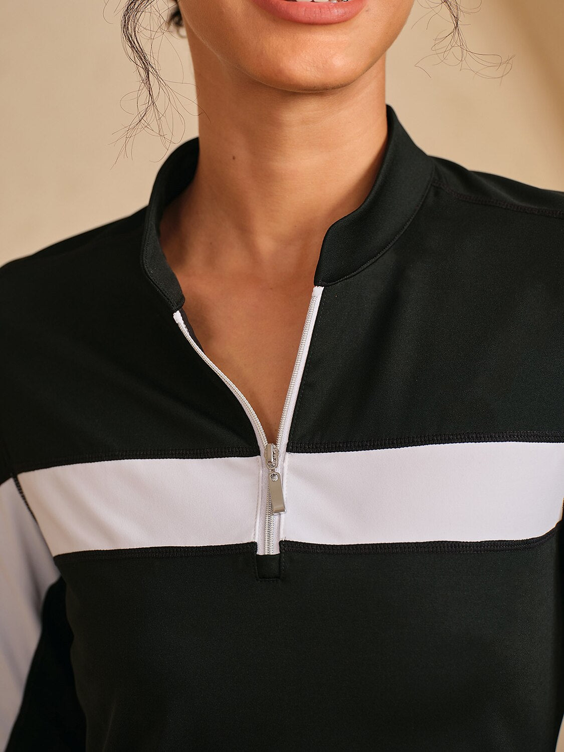 More Than Basic Long Sleeve Color Block 36.5 Inch Dress UPF50+