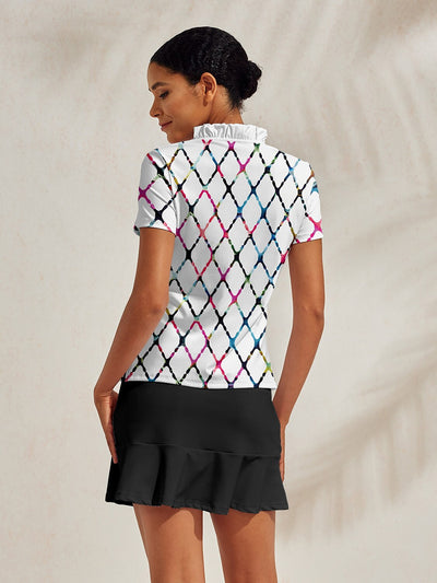 Not So Classic Ruffle V-Neck Polo Top UPF50+
