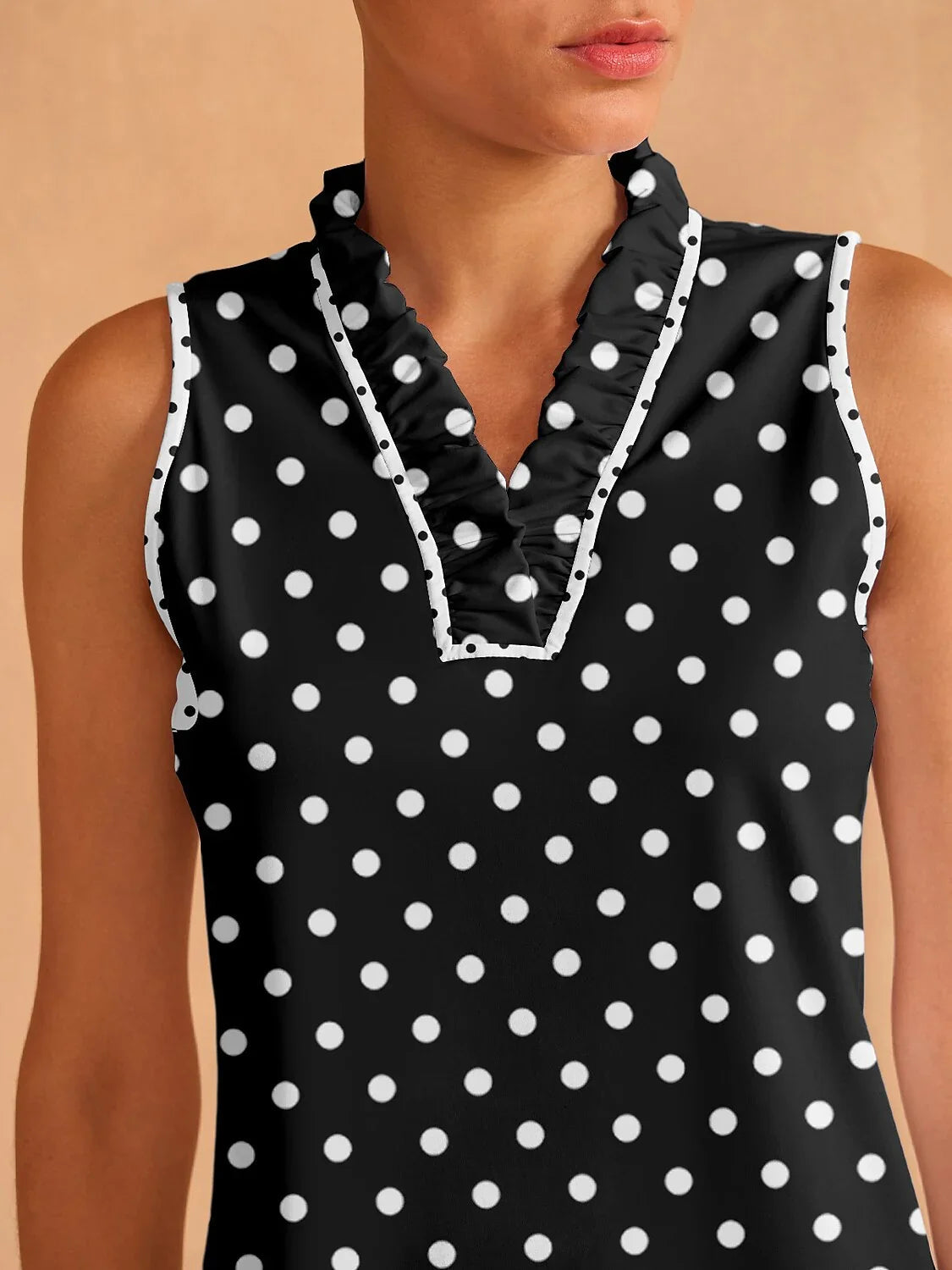 Hyper-prep Ruffle V-Neck Tank Top UPF50+