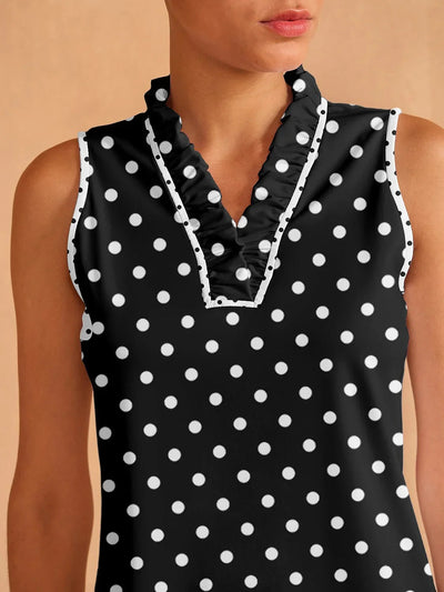 Hyper-prep Ruffle V-Neck Tank Top UPF50+