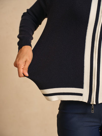 Navycore Golf Colorblock Full Zip Sweater