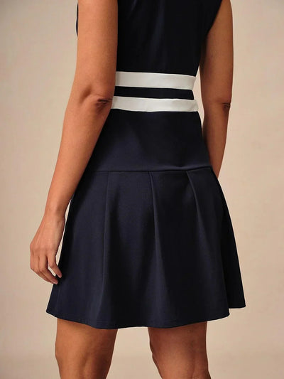 Navycore Sleeveless V-Neck Color Block 36.5 Inch Dress UPF50+